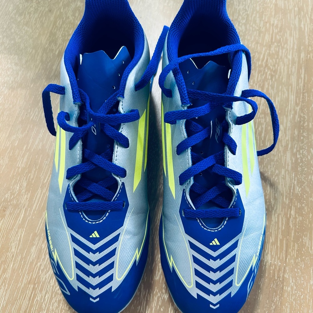Adidas Kids Blue and Neon Yellow Soccer/Football Cleats